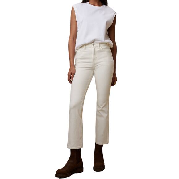 Banana Republic NWT White Ecru Wash High Rise Crop Boot Denim Jean Size 34 - Picture 1 of 9